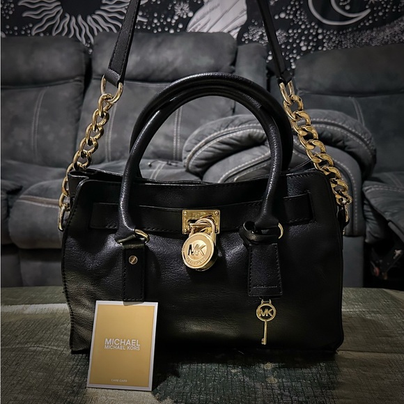 Michael Kors Black and Gold Satchel with Structured Design - Picture 12 of 17